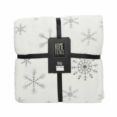 DECORIS 79 in. Snowflake Throw Blanket Indoor Christmas Decor Brown & White 9080806